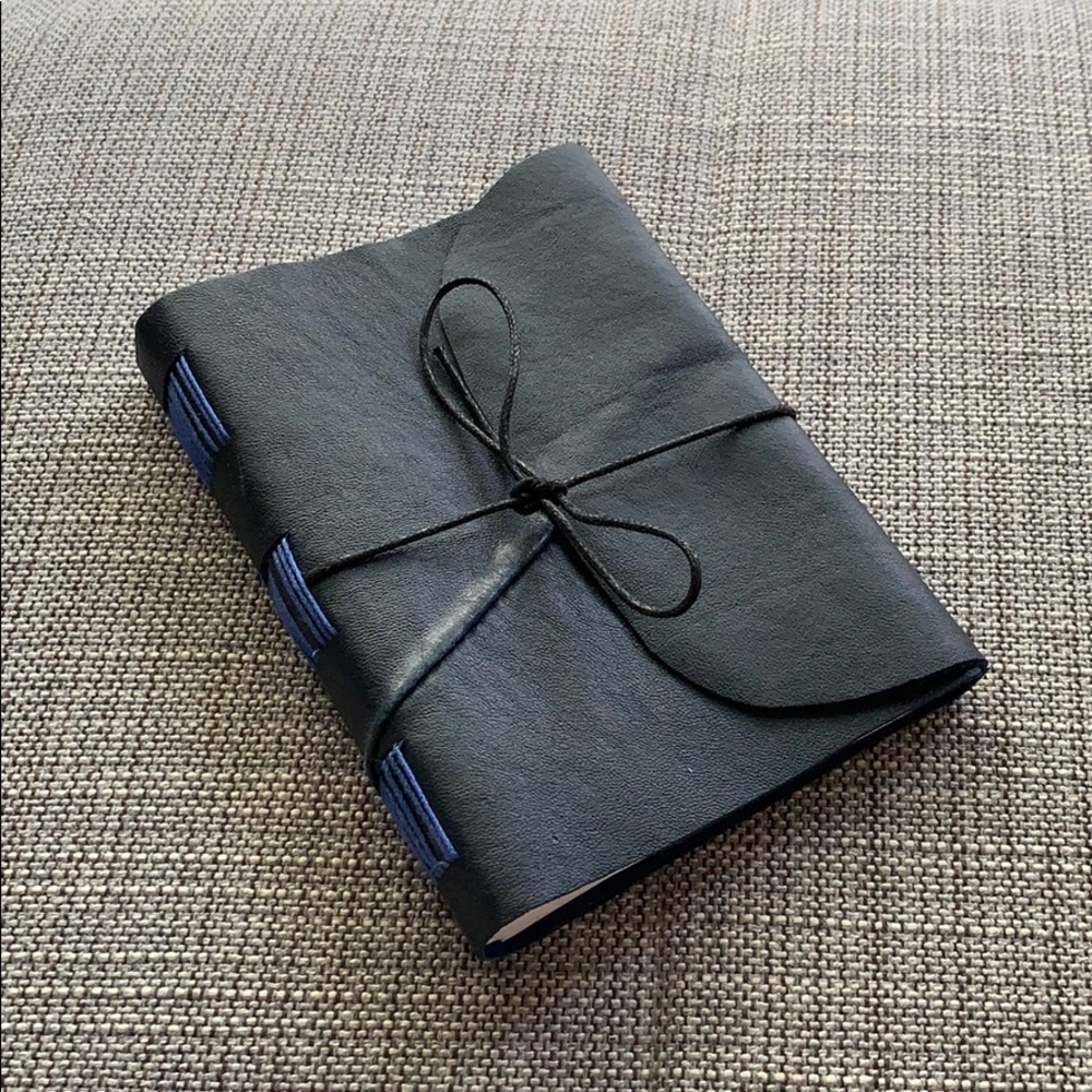 Upcycled leather notebook w/ tie closure - NWOT